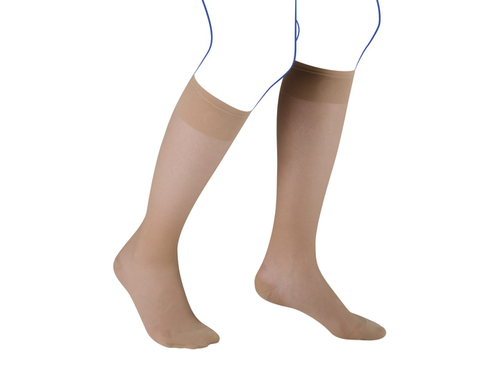 Image VÉNOFLEX 2 SECRET Chaussette médicale de compression classe 2, pour femme. beige doré, long, taille 2